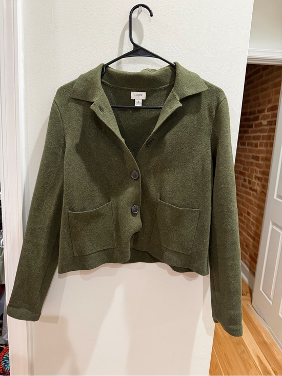 J. Crew Jackets & Blazers - J. Crew Olive Green Cropped Knit Blazer